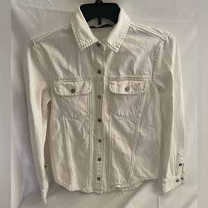 Zara Y2K grunge long sleeved button down women’s denim Jean jacket size small